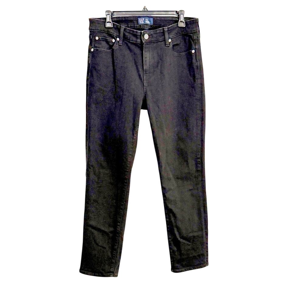 GAP Black Straight Leg mid rise Denim Jeans size 12 / 31 R